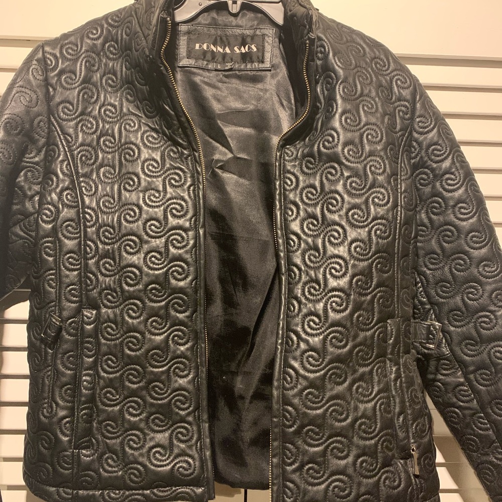 Black genuine leather coat